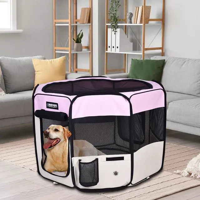 Alt view image 6 of 6 - Jespet Portable Foldable Pet Dog Playpen, Portable Pet Playpen Exercise Pen Kennel with Carry Bag for Puppy Cats Kittens Rabbits