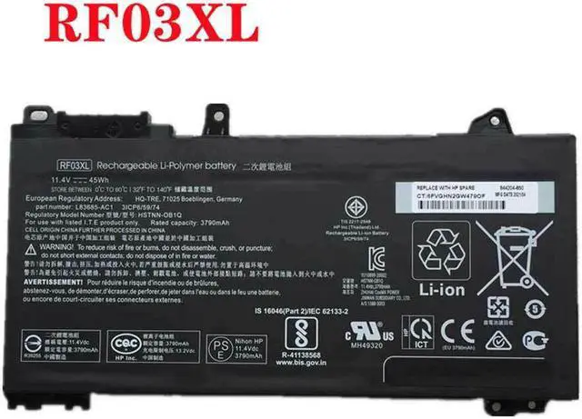 Main image of New RF03XL Laptop Battery for HP probook 455 450 g7 11.4V 45Wh RF03045XL L84354-005