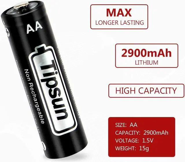 Alt view image 2 of 7 - TIPSUN AA Batteries Ultimate Double A Battery Lithium 12 Count