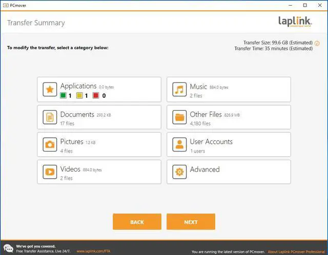 Alt view image 5 of 13 - Laplink PCmover Ultimate 11 | Moves your Applications, Files and Settings from an Old PC to a New PC | Includes SuperSpeed USB 3.0 Cable | 1 Use