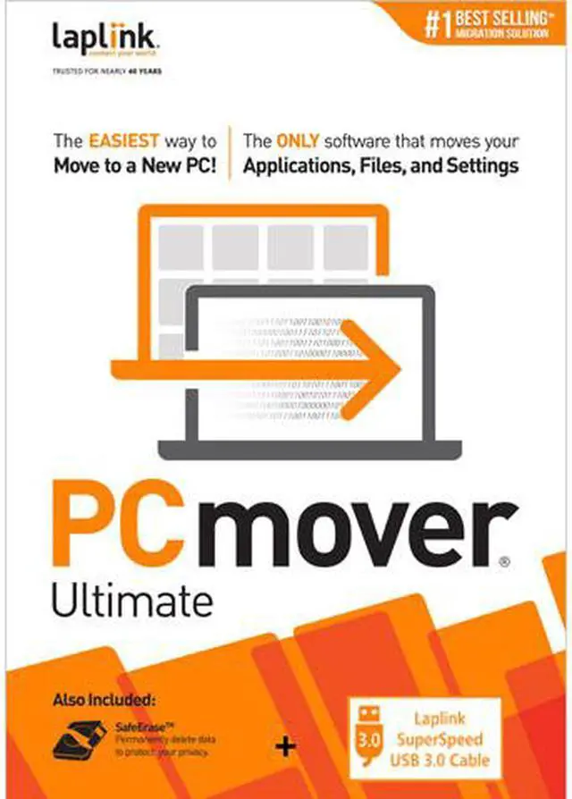 Main image of Laplink PCmover Ultimate 11 | Moves your Applications, Files and Settings from an Old PC to a New PC | Includes SuperSpeed USB 3.0 Cable | 1 Use