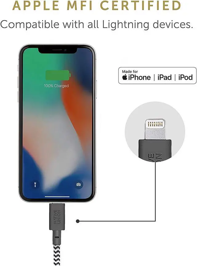 Alt view image 5 of 12 - Native Union Belt Cable XL - 10ft Ultra-Strong Reinforced Durable USB-C to Lightning [MFi Certified] Charging Cable with Leather Strap for iPhone/iPad (Zebra)