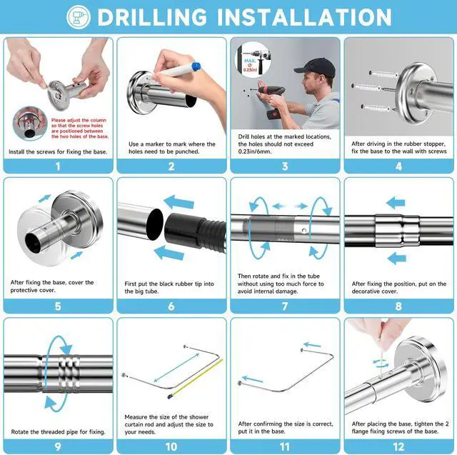 Alt view image 5 of 7 - Misounda Shower Curtain Rod Can Be Assembled (L-Shaped Or U-Shaped) Bathroom Shower Rod, 29.5x(59-74.8)Inch L-Shaped Corner Shower  Rod Is Suitable For Bathrooms, Shower Rooms, And Dressing Rooms.
