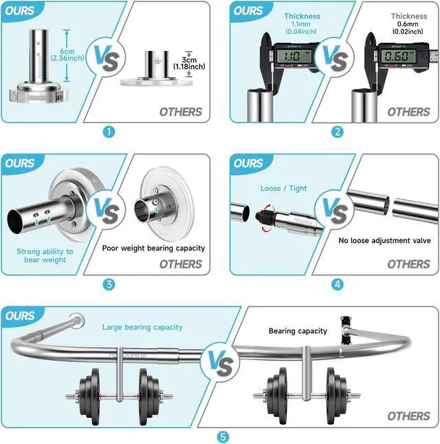 Alt view image 6 of 7 - Misounda Shower Curtain Rod Can Be Assembled (L-Shaped Or U-Shaped) Bathroom Shower Rod, 29.5x(59-74.8)Inch L-Shaped Corner Shower  Rod Is Suitable For Bathrooms, Shower Rooms, And Dressing Rooms.
