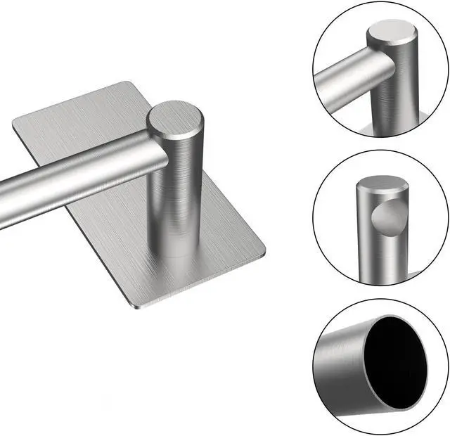 Alt view image 4 of 7 - Misounda Towel Bars Hand Towel Holder for Kitchen/Bathroom Wall Mounted SUS304 Brushed Stainless Steel Towel Rack Rust/Scratch Resistant No Drilling - Self Adhesive - 27.56 inch, Silver