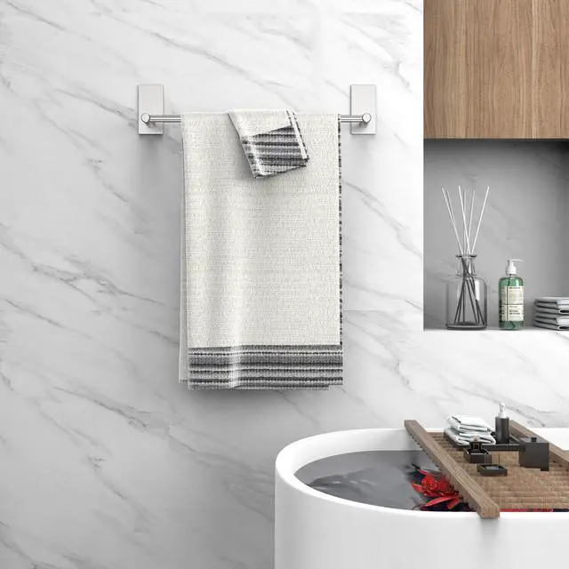 Alt view image 7 of 7 - Misounda Towel Bars Hand Towel Holder for Kitchen/Bathroom Wall Mounted SUS304 Brushed Stainless Steel Towel Rack Rust/Scratch Resistant No Drilling - Self Adhesive - 27.56 inch, Silver