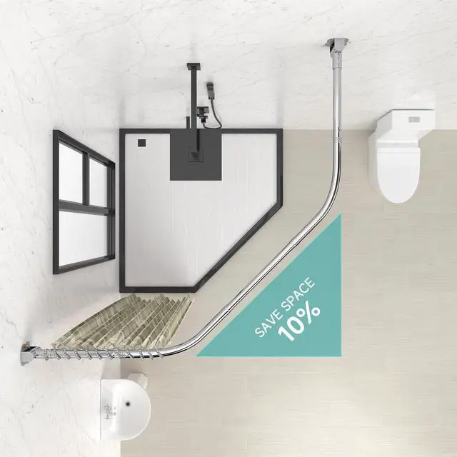 Alt view image 5 of 7 - Misounda Curved Shower Curtain Rod Rustproof Expandable Metal Adjustable Shower Rod 39.3-43.3x39.3-43.3 inch Telescoping Design Exquisite Customizable for Bathroom,Need To Drill installation