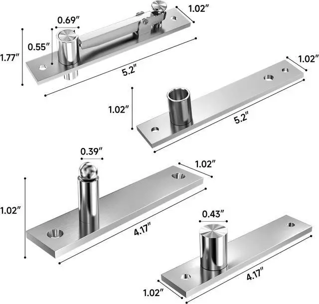 Alt view image 2 of 7 - Pivot Hinges, Heavy Duty Hinges for Doors 360 Degree Shaft Stainless Steel Hidden Door Hinge with Screws Invisible Pivot Door Hardware