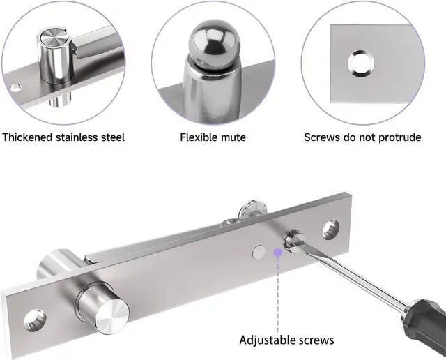 Alt view image 5 of 7 - Pivot Hinges, Heavy Duty Hinges for Doors 360 Degree Shaft Stainless Steel Hidden Door Hinge with Screws Invisible Pivot Door Hardware
