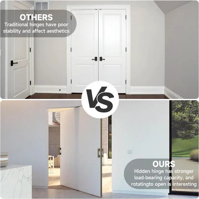 Alt view image 7 of 7 - Pivot Hinges, Heavy Duty Hinges for Doors 360 Degree Shaft Stainless Steel Hidden Door Hinge with Screws Invisible Pivot Door Hardware