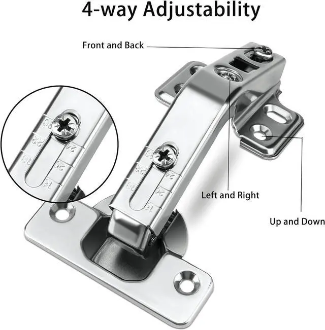 Alt view image 3 of 6 - Cabinet Hinges, 1 Pair 135 Degree Lazy Susan Hinge Face Frame Plate for Folded Door, Kitchen Cabinet Hinges, Cold Rolled Steel Metal Hinges, Corner Cabinet Door Hinges