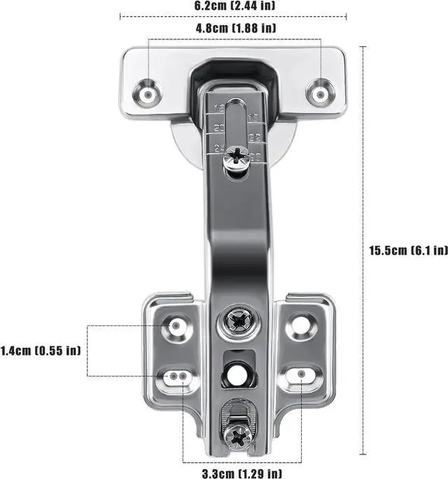 Alt view image 4 of 6 - Cabinet Hinges, 1 Pair 135 Degree Lazy Susan Hinge Face Frame Plate for Folded Door, Kitchen Cabinet Hinges, Cold Rolled Steel Metal Hinges, Corner Cabinet Door Hinges