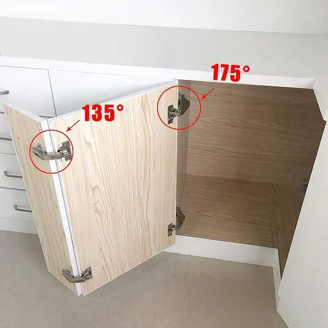 Alt view image 5 of 6 - Cabinet Hinges, 1 Pair 135 Degree Lazy Susan Hinge Face Frame Plate for Folded Door, Kitchen Cabinet Hinges, Cold Rolled Steel Metal Hinges, Corner Cabinet Door Hinges
