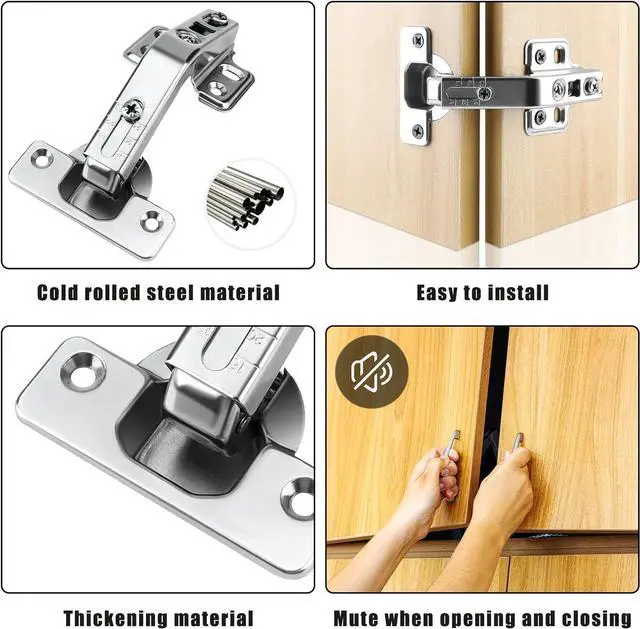 Alt view image 6 of 6 - Cabinet Hinges, 1 Pair 135 Degree Lazy Susan Hinge Face Frame Plate for Folded Door, Kitchen Cabinet Hinges, Cold Rolled Steel Metal Hinges, Corner Cabinet Door Hinges
