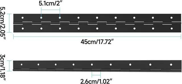 Alt view image 6 of 7 - Piano Hinge 18 Inch 304 Stainless Steel Hinge 2pcs Heavy Duty Piano Hinge 0.06" Leaf Thickness 1.2'' Open Width Continuous & Piano Hinges Continuous Hinge with Holes for Cabinets Boat Marine Door