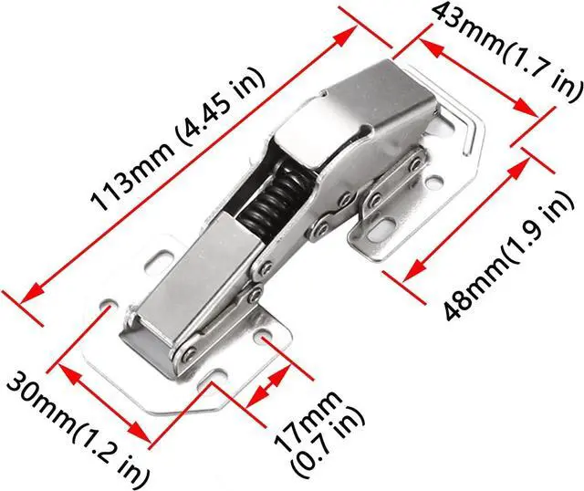 Alt view image 2 of 7 - Cabinet Doors Hinges 4 PCS, 4 inch Hidden Frameless Cabinet Hinges Easy to Install, Soft Closing Concealed Cabinet Hinge with Screws