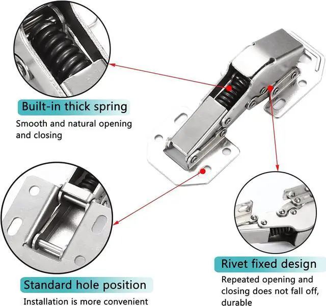 Alt view image 3 of 7 - Cabinet Doors Hinges 4 PCS, 4 inch Hidden Frameless Cabinet Hinges Easy to Install, Soft Closing Concealed Cabinet Hinge with Screws