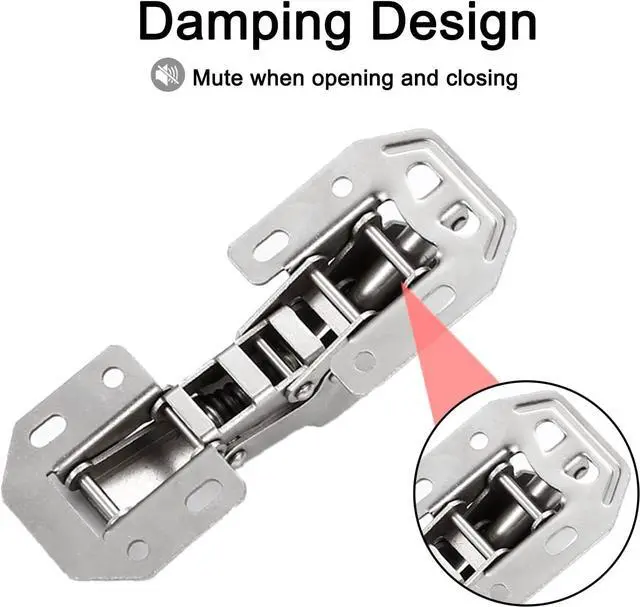 Alt view image 5 of 7 - Cabinet Doors Hinges 4 PCS, 4 inch Hidden Frameless Cabinet Hinges Easy to Install, Soft Closing Concealed Cabinet Hinge with Screws