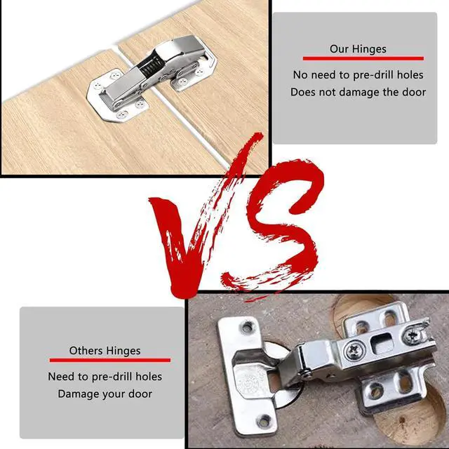 Alt view image 6 of 7 - Cabinet Doors Hinges 4 PCS, 4 inch Hidden Frameless Cabinet Hinges Easy to Install, Soft Closing Concealed Cabinet Hinge with Screws