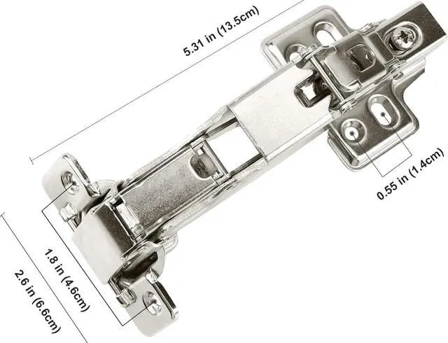 Alt view image 2 of 7 - Cabinet Hinges,1 Pair 175/165 Degree Hinges, Concealed Hydraulic Adjustable Mounting Hinges Soft Close Cabinet Hinges Nickel-Plated Steel Buffer Dampers for Wardrobe, Cupboard (Full Overlay)