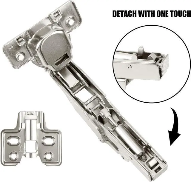 Alt view image 3 of 7 - Cabinet Hinges,1 Pair 175/165 Degree Hinges, Concealed Hydraulic Adjustable Mounting Hinges Soft Close Cabinet Hinges Nickel-Plated Steel Buffer Dampers for Wardrobe, Cupboard (Full Overlay)