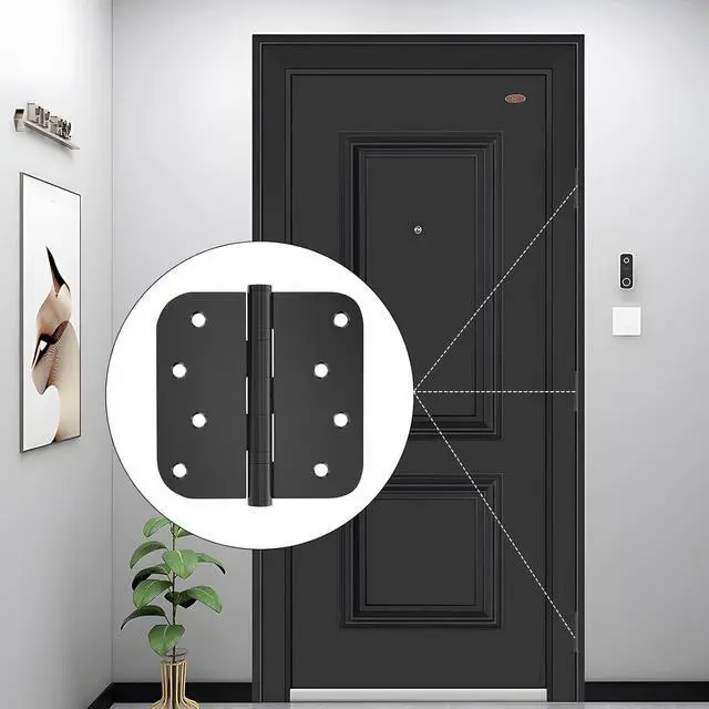 Alt view image 6 of 7 - Hinges 4'' Black Stainless Steel Hinges 4 Inch Interior & Exterior Door Hinges for Left & Right Doors Ball Bearing Nrp Hinges Heavy Duty Door Hinge with 5/8" Radius Corners 2 Pack-Non Removable Pin