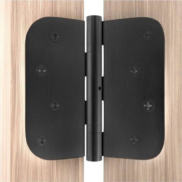 Alt view image 7 of 7 - Hinges 4'' Black Stainless Steel Hinges 4 Inch Interior & Exterior Door Hinges for Left & Right Doors Ball Bearing Nrp Hinges Heavy Duty Door Hinge with 5/8" Radius Corners 2 Pack-Non Removable Pin