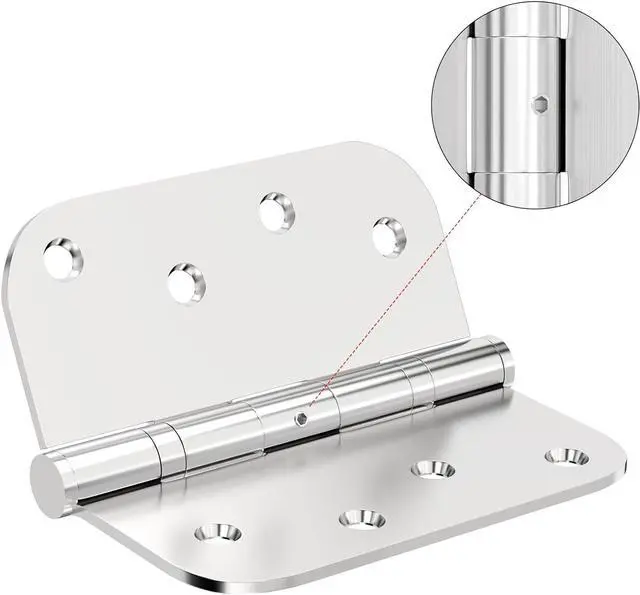 Alt view image 2 of 7 - Hinges 4'' Stainless Steel Hinges 4 Inch Interior & Exterior Door Hinges for Left & Right Doors Ball Bearing Nrp Door Hinges Heavy Duty Door Hinge with 5/8" Radius Corners 2 Pack-Non Removable Pin