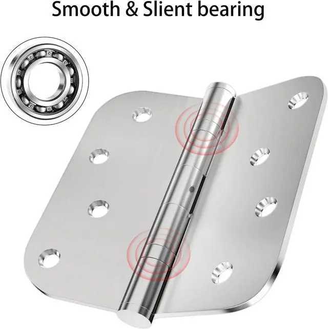 Alt view image 6 of 7 - Hinges 4'' Stainless Steel Hinges 4 Inch Interior & Exterior Door Hinges for Left & Right Doors Ball Bearing Nrp Door Hinges Heavy Duty Door Hinge with 5/8" Radius Corners 2 Pack-Non Removable Pin