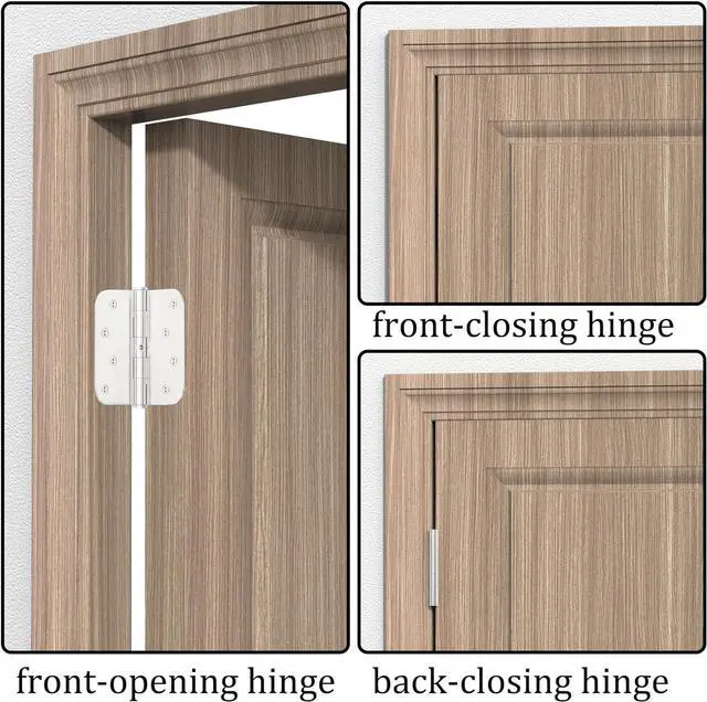 Alt view image 7 of 7 - Hinges 4'' Stainless Steel Hinges 4 Inch Interior & Exterior Door Hinges for Left & Right Doors Ball Bearing Nrp Door Hinges Heavy Duty Door Hinge with 5/8" Radius Corners 2 Pack-Non Removable Pin