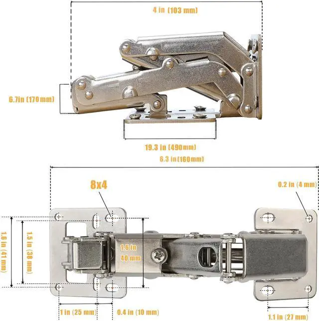 Alt view image 2 of 7 - 4Pcs 175 Degree Cabinet Hinges, Silent Soft Close Cabinet Doors Hinges, Hydraulic Frameless Hidden Hinges, Adjustable Mounting Hinges with Screws for Cabinet, Cupboards, Wardrobe