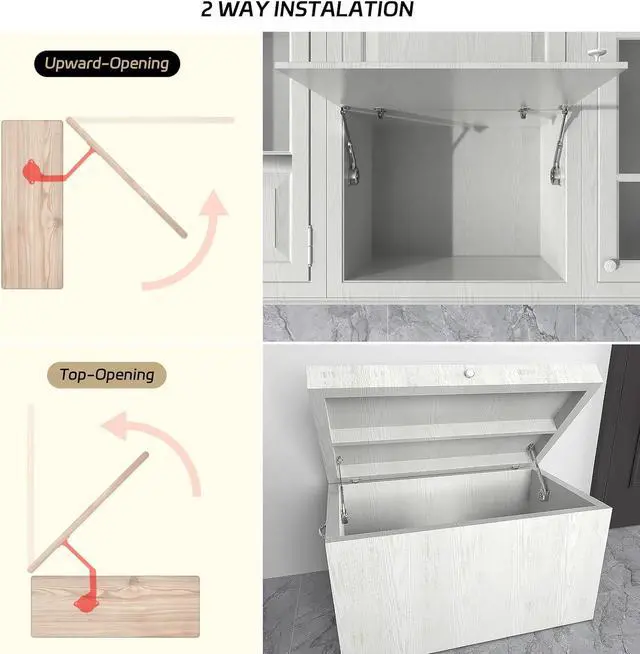 Alt view image 6 of 7 - Lid Support Hinges, Toy Box Hinges Heavy Duty Chest Hinges Upward Top-Opening Flap Doors (Pack of 2)