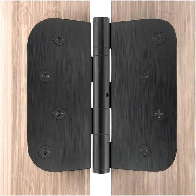 Alt view image 3 of 7 - Door Hinges, 3 Pack Matte Black Door Hinges 4 Inch Stainless Steel Hinges Ball Bearing Silent Hinges Interior Door Hinge with 5/8 Radius Corners