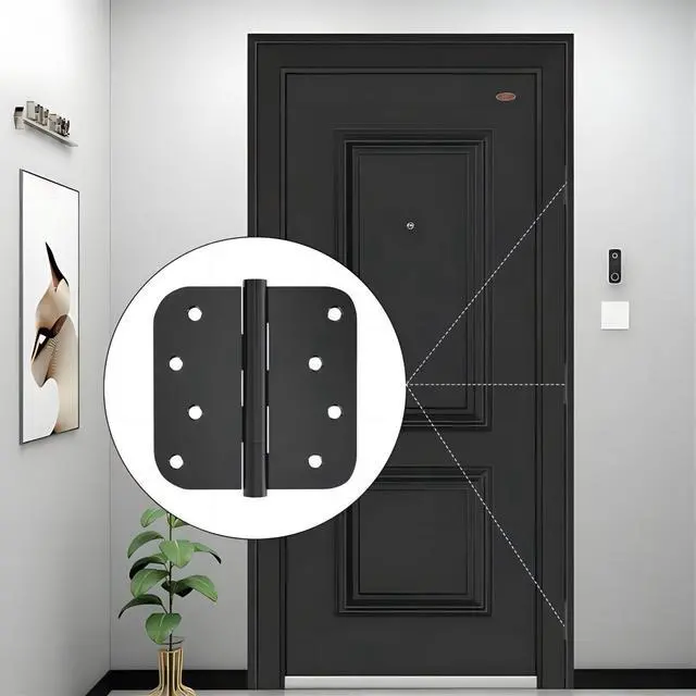 Alt view image 7 of 7 - Door Hinges, 3 Pack Matte Black Door Hinges 4 Inch Stainless Steel Hinges Ball Bearing Silent Hinges Interior Door Hinge with 5/8 Radius Corners