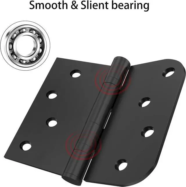 Alt view image 6 of 7 - Hinges,3 Pack Matte Black Door Hinges 4 Inch Stainless Steel Hinges Ball Bearing Silent Hinges Interior Door Hinge with Square Rounded 5/8" Radius Corner Hinges