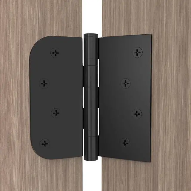 Alt view image 2 of 7 - Hinges,3 Pack Matte Black Door Hinges 4 Inch Stainless Steel Hinges Ball Bearing Silent Hinges Interior Door Hinge with Square Rounded 5/8" Radius Corner Hinges