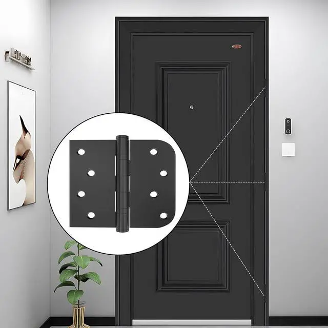 Alt view image 7 of 7 - Hinges,3 Pack Matte Black Door Hinges 4 Inch Stainless Steel Hinges Ball Bearing Silent Hinges Interior Door Hinge with Square Rounded 5/8" Radius Corner Hinges