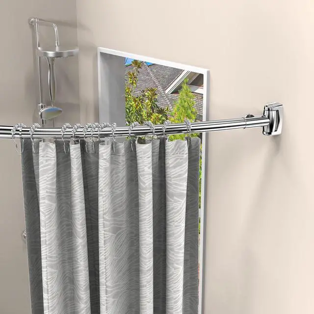 Alt view image 5 of 7 - Misounda Curved Shower Curtain Rod Rustproof Expandable 304 Stainless Steel Adjustable Telescopic Shower Rod for Bathroom, Bathtub, Cloakroom, Dressing Room,Etc. (Curved Shape, 55"-79" inch)