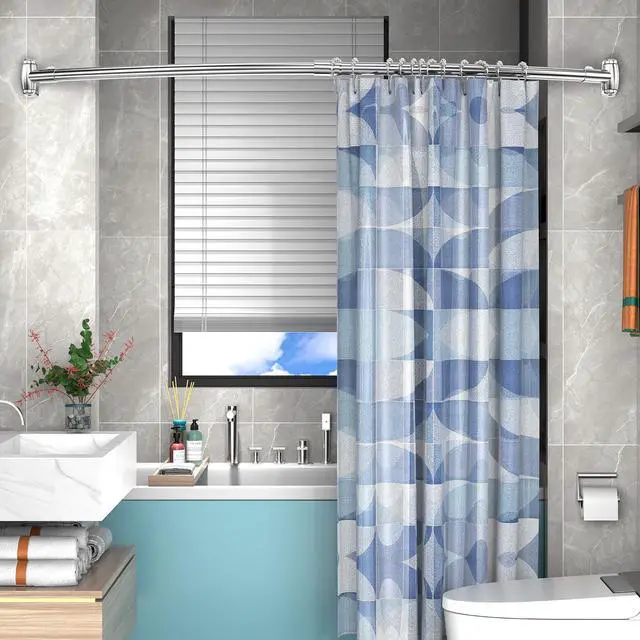 Alt view image 7 of 7 - Misounda Curved Shower Curtain Rod Rustproof Expandable 304 Stainless Steel Adjustable Telescopic Shower Rod for Bathroom, Bathtub, Cloakroom, Dressing Room,Etc. (Curved Shape, 55"-79" inch)