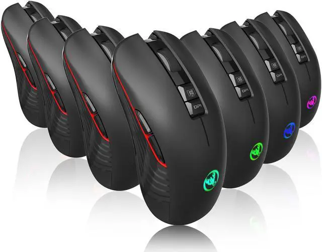 Alt view image 2 of 7 - Wireless Rechargeable Gaming Mouse with Mute Illuminated Ergonomic Optical RF Wireless Mouse for Mac and PC, up to 3600dpi