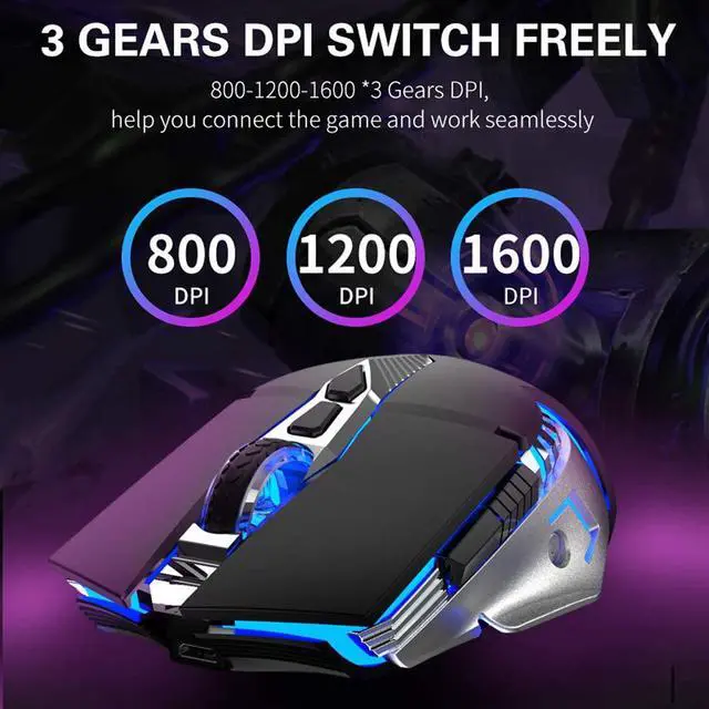 Alt view image 4 of 7 - Wireless Bluetooth Gaming Mouse with 3 Modes (BT5.0, BT3.0 and 2.4G), USB  Rechargeable Optical Gamer Mouse for PC Desktop Laptop