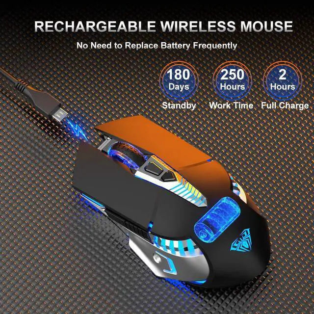 Alt view image 5 of 7 - Wireless Bluetooth Gaming Mouse with 3 Modes (BT5.0, BT3.0 and 2.4G), USB  Rechargeable Optical Gamer Mouse for PC Desktop Laptop