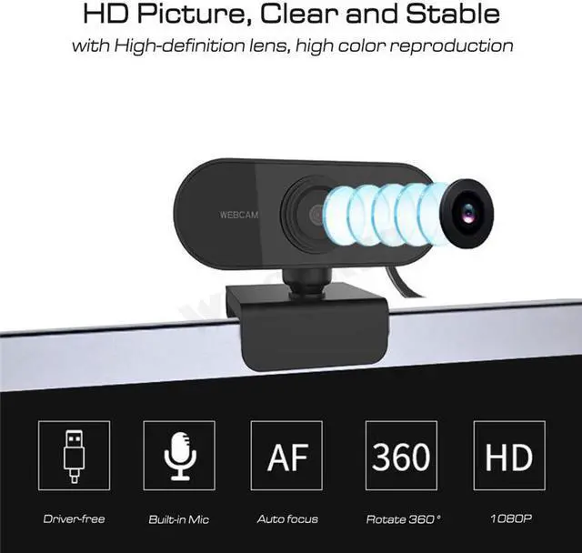 Alt view image 3 of 7 - 1080P HD Webcam with Microphone, Auto Focus USB Web Camera for Computers PC Laptop Desktop, Plug and Play
