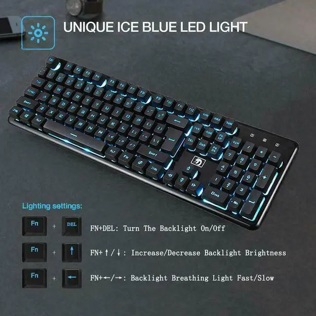 Alt view image 4 of 7 - Rechargeable 2.4G Wireless Keyboard and Mouse Combo Mechanical Feel Blue Backlit Gaming Keyboard & Mouse for Laptop Computer and Mac
