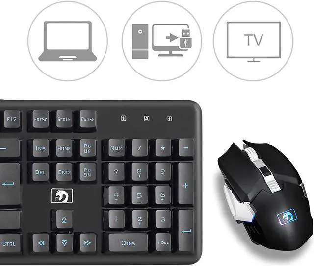 Alt view image 5 of 7 - Rechargeable 2.4G Wireless Keyboard and Mouse Combo Mechanical Feel Blue Backlit Gaming Keyboard & Mouse for Laptop Computer and Mac