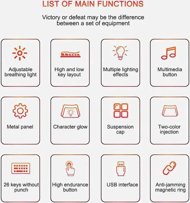 Alt view image 7 of 7 - Wired Gaming Keyboard Set Mechanical feel RGB Backlit Modes Waterproof Wired Game Keyboard For PC Desktop office