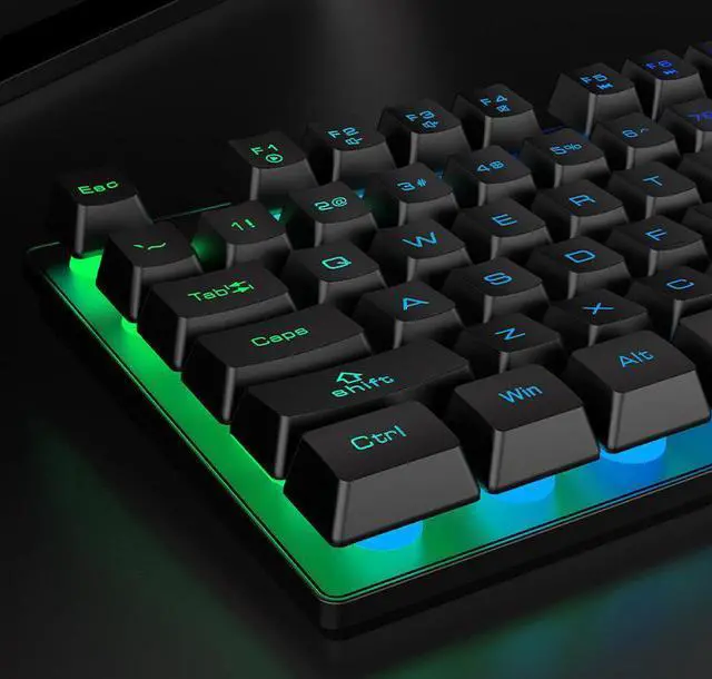Alt view image 6 of 7 - 87 Keys Gaming Keyboard and Backlit Mouse Combo, USB Wired Rainbow Backlit Keyboard and Wired Mouse for Laptop PC Computer Game and Work