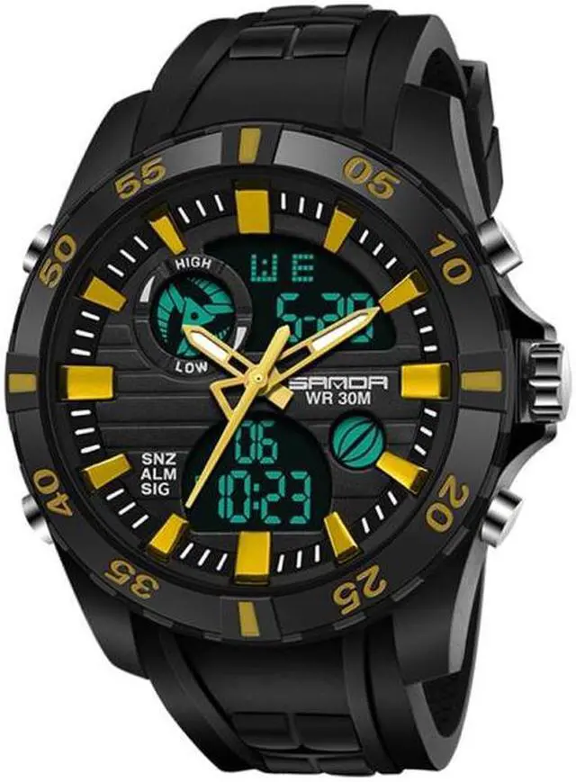 Alt view image 2 of 7 - SANDA 791 Watch Genuine Fashion Sports Multifunction Electronic Watch Popular Men luminous Wrist Watch(Yellow) (Red)