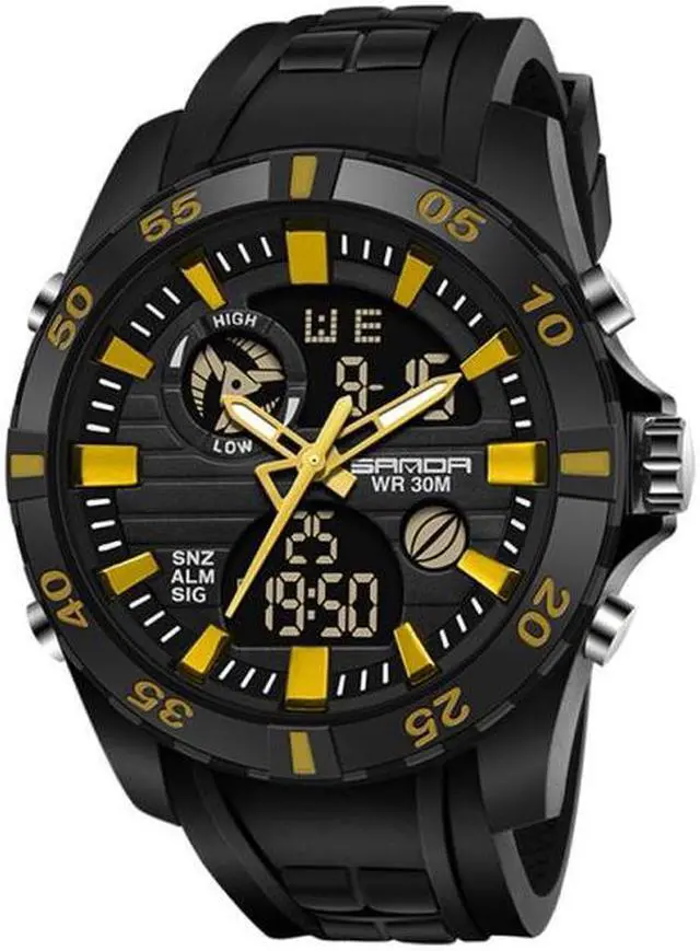 Alt view image 3 of 7 - SANDA 791 Watch Genuine Fashion Sports Multifunction Electronic Watch Popular Men luminous Wrist Watch(Yellow) (Red)