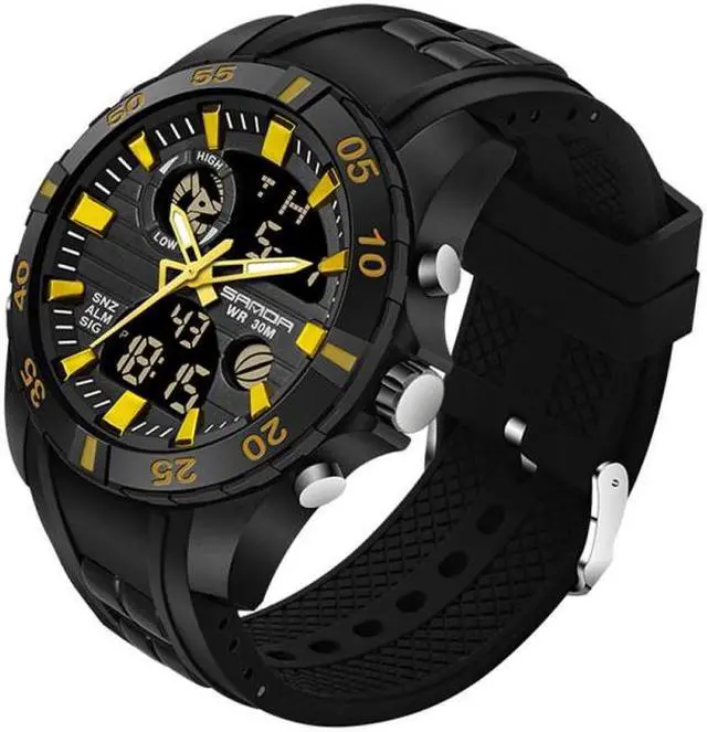 Alt view image 4 of 7 - SANDA 791 Watch Genuine Fashion Sports Multifunction Electronic Watch Popular Men luminous Wrist Watch(Yellow) (Red)